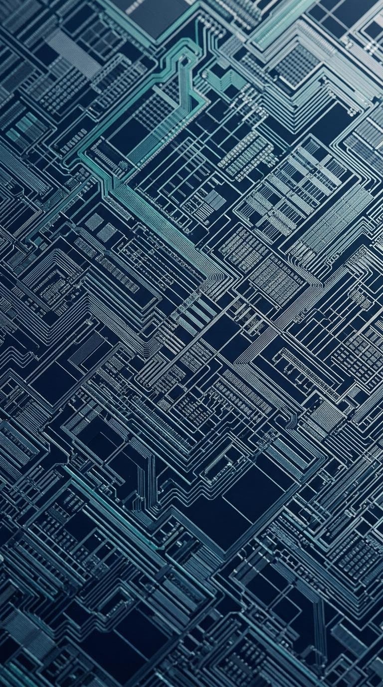 半導体ウェーハと回路パターンを抽象化したビジュアル