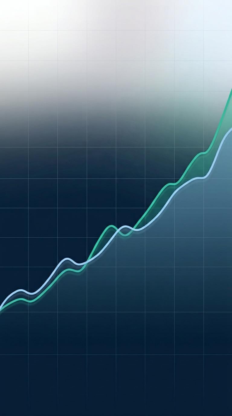 S&P500とオルカンの長期チャートを重ね合わせた概念図